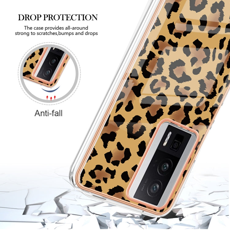 For Xiaomi Poco F5 Pro 5G / Redmi K60 Electroplating Marble Dual-side IMD Phone Case(Leopard Print) - Xiaomi Cases by buy2fix | Online Shopping UK | buy2fix