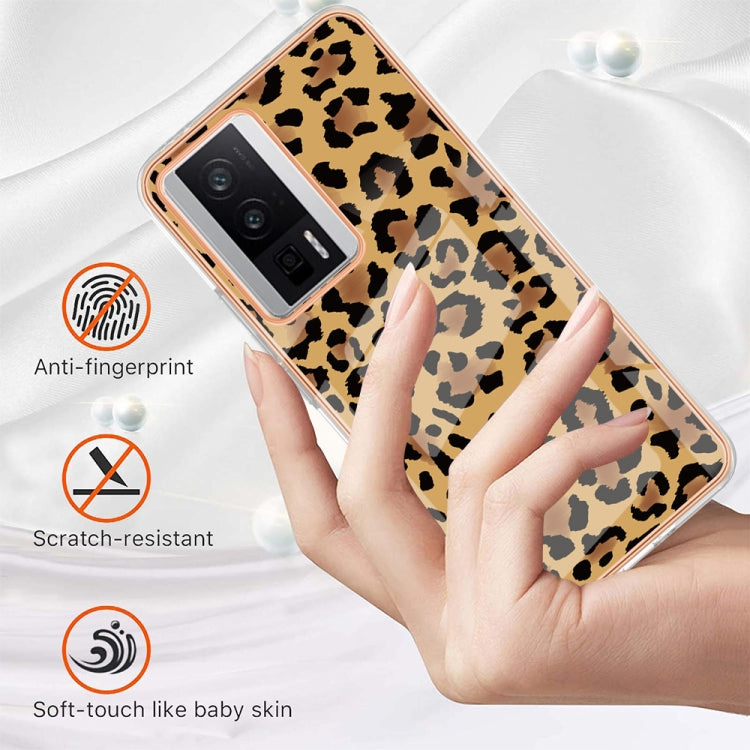 For Xiaomi Poco F5 Pro 5G / Redmi K60 Electroplating Marble Dual-side IMD Phone Case(Leopard Print) - Xiaomi Cases by buy2fix | Online Shopping UK | buy2fix