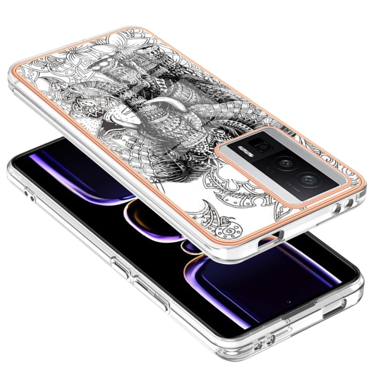 For Xiaomi Poco F5 Pro 5G / Redmi K60 Electroplating Marble Dual-side IMD Phone Case(Totem Elephant) - Xiaomi Cases by buy2fix | Online Shopping UK | buy2fix