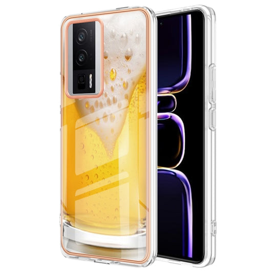 For Xiaomi Poco F5 Pro 5G / Redmi K60 Electroplating Marble Dual-side IMD Phone Case(Draft Beer) - Xiaomi Cases by buy2fix | Online Shopping UK | buy2fix