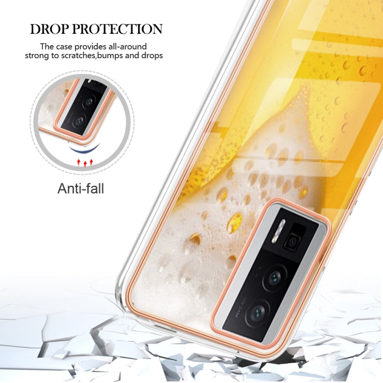 For Xiaomi Poco F5 Pro 5G / Redmi K60 Electroplating Marble Dual-side IMD Phone Case(Draft Beer) - Xiaomi Cases by buy2fix | Online Shopping UK | buy2fix