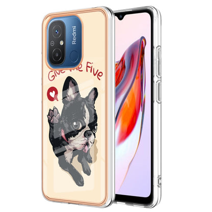 For Xiaomi Redmi 12C / 11A 4G Electroplating Marble Dual-side IMD Phone Case(Lucky Dog) by buy2fix