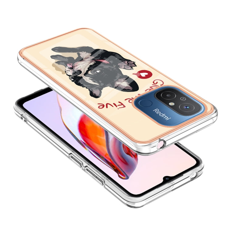 For Xiaomi Redmi 12C / 11A 4G Electroplating Marble Dual-side IMD Phone Case(Lucky Dog) by buy2fix