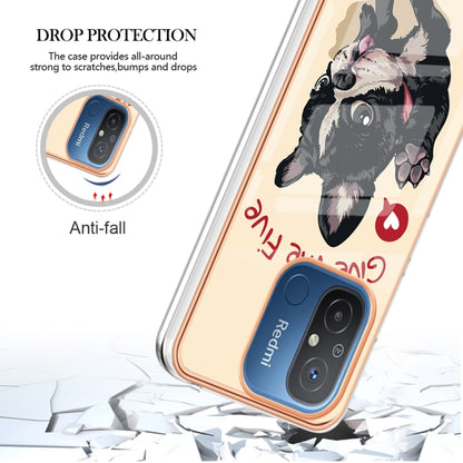 For Xiaomi Redmi 12C / 11A 4G Electroplating Marble Dual-side IMD Phone Case(Lucky Dog) by buy2fix