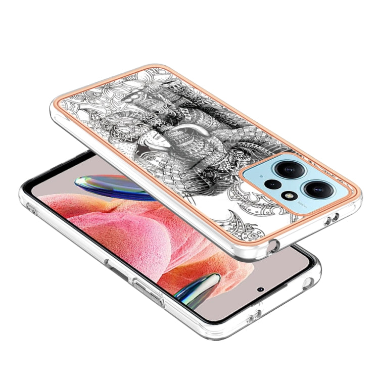 For Xiaomi Redmi Note 12 4G Electroplating Marble Dual-side IMD Phone Case(Totem Elephant) - Xiaomi Cases by buy2fix | Online Shopping UK | buy2fix