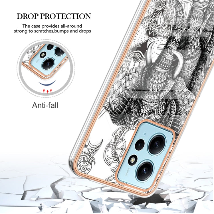 For Xiaomi Redmi Note 12 4G Electroplating Marble Dual-side IMD Phone Case(Totem Elephant) - Xiaomi Cases by buy2fix | Online Shopping UK | buy2fix