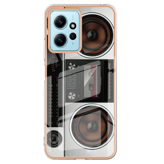 For Xiaomi Redmi Note 12 4G Electroplating Marble Dual-side IMD Phone Case(Retro Radio) by buy2fix