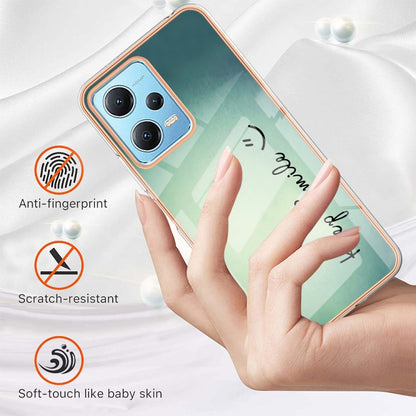 For Xiaomi Redmi Note 12 5G Global Electroplating Marble Dual-side IMD Phone Case(Smile) - Xiaomi Cases by buy2fix | Online Shopping UK | buy2fix