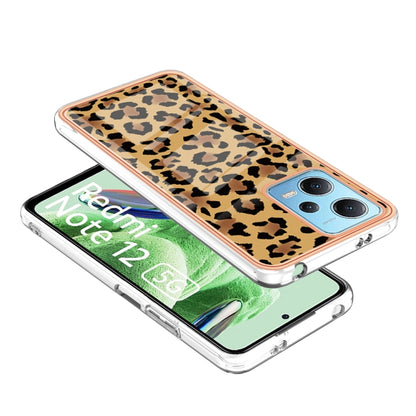 For Xiaomi Redmi Note 12 5G Global Electroplating Marble Dual-side IMD Phone Case(Leopard Print) - Xiaomi Cases by buy2fix | Online Shopping UK | buy2fix