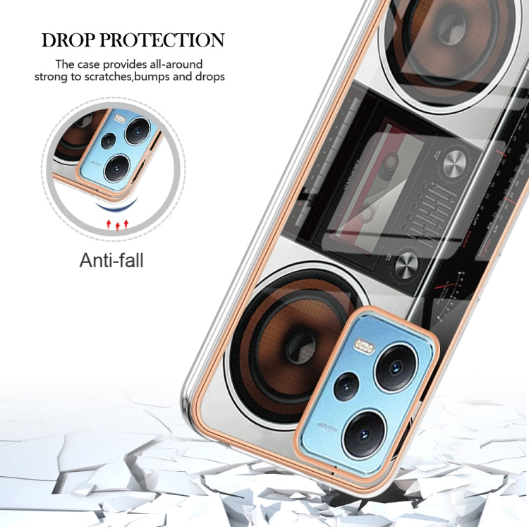 For Xiaomi Redmi Note 12 5G Global Electroplating Marble Dual-side IMD Phone Case(Retro Radio) - Xiaomi Cases by buy2fix | Online Shopping UK | buy2fix