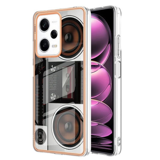 For Xiaomi Redmi Note 12 Pro 5G Global Electroplating Marble Dual-side IMD Phone Case(Retro Radio) by buy2fix