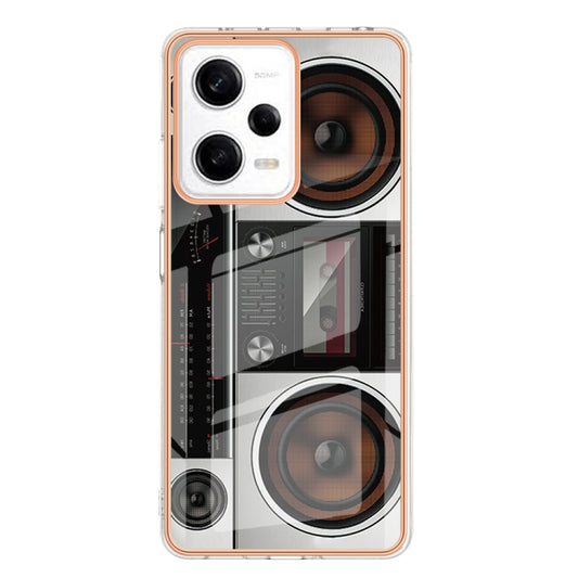 For Xiaomi Redmi Note 12 Pro 5G Global Electroplating Marble Dual-side IMD Phone Case(Retro Radio) by buy2fix