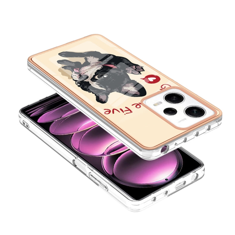 For Xiaomi Redmi Note 12 Pro 5G Global Electroplating Marble Dual-side IMD Phone Case(Lucky Dog) - Xiaomi Cases by buy2fix | Online Shopping UK | buy2fix