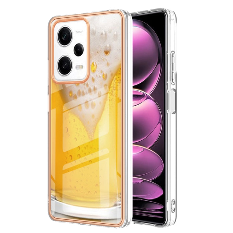 For Xiaomi Redmi Note 12 Pro 5G Global Electroplating Marble Dual-side IMD Phone Case(Draft Beer) - Xiaomi Cases by buy2fix | Online Shopping UK | buy2fix