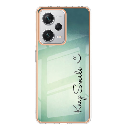 For Xiaomi Redmi Note 12 Pro+ Global Electroplating Marble Dual-side IMD Phone Case(Smile) by buy2fix