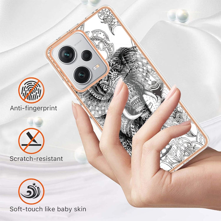 For Xiaomi Redmi Note 12 Pro+ Global Electroplating Marble Dual-side IMD Phone Case(Totem Elephant) - Xiaomi Cases by buy2fix | Online Shopping UK | buy2fix