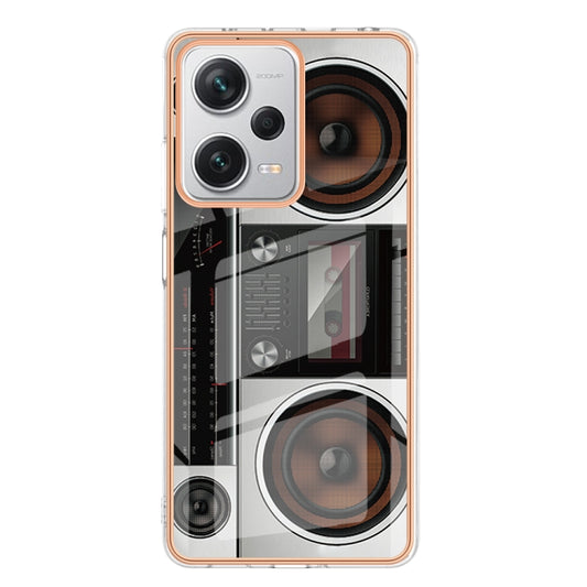 For Xiaomi Redmi Note 12 Pro+ Global Electroplating Marble Dual-side IMD Phone Case(Retro Radio) by buy2fix