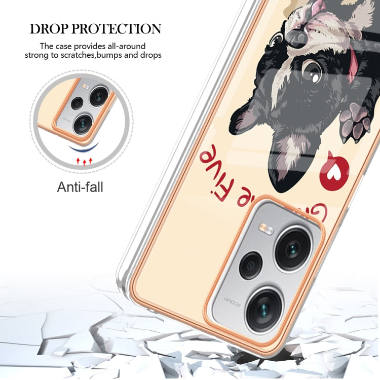 For Xiaomi Redmi Note 12 Pro+ Global Electroplating Marble Dual-side IMD Phone Case(Lucky Dog) - Xiaomi Cases by buy2fix | Online Shopping UK | buy2fix