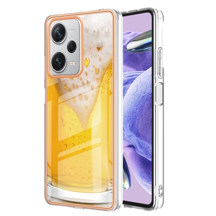 For Xiaomi Redmi Note 12 Pro+ Global Electroplating Marble Dual-side IMD Phone Case(Draft Beer) - Xiaomi Cases by buy2fix | Online Shopping UK | buy2fix