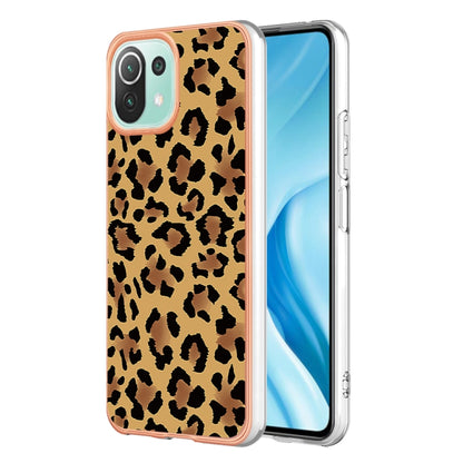 For Xiaomi 11 Lite Electroplating Marble Dual-side IMD Phone Case(Leopard Print) - Xiaomi Cases by buy2fix | Online Shopping UK | buy2fix