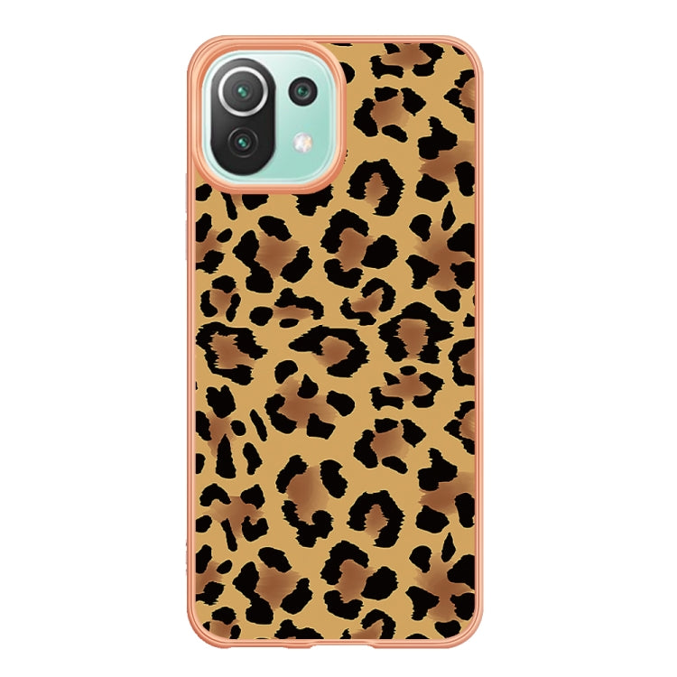 For Xiaomi 11 Lite Electroplating Marble Dual-side IMD Phone Case(Leopard Print) - Xiaomi Cases by buy2fix | Online Shopping UK | buy2fix