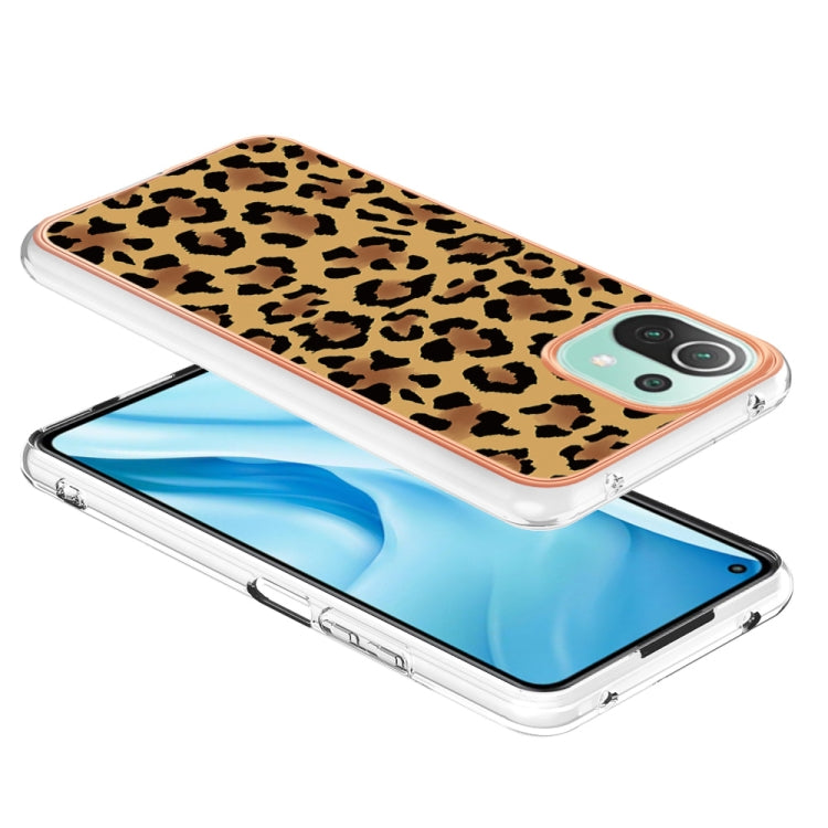 For Xiaomi 11 Lite Electroplating Marble Dual-side IMD Phone Case(Leopard Print) - Xiaomi Cases by buy2fix | Online Shopping UK | buy2fix