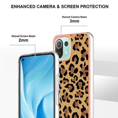 For Xiaomi 11 Lite Electroplating Marble Dual-side IMD Phone Case(Leopard Print) - Xiaomi Cases by buy2fix | Online Shopping UK | buy2fix