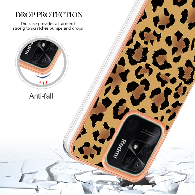 For Xiaomi Redmi 10C Electroplating Marble Dual-side IMD Phone Case(Leopard Print) - Xiaomi Cases by buy2fix | Online Shopping UK | buy2fix