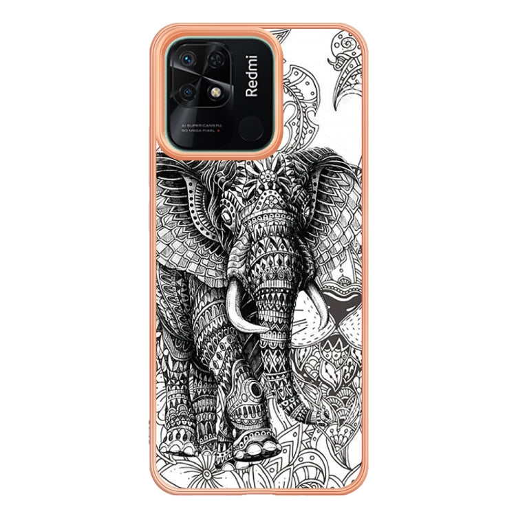 For Xiaomi Redmi 10C Electroplating Marble Dual-side IMD Phone Case(Totem Elephant) - Xiaomi Cases by buy2fix | Online Shopping UK | buy2fix