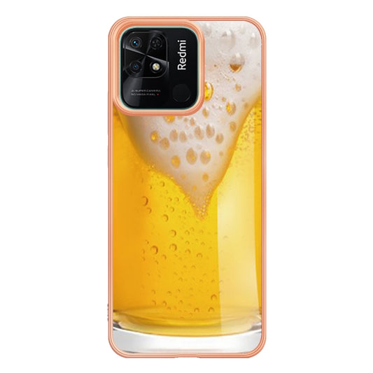 For Xiaomi Redmi 10C Electroplating Marble Dual-side IMD Phone Case(Draft Beer) by buy2fix