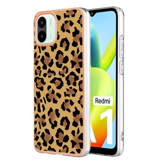 For Xiaomi Redmi A1 Electroplating Marble Dual-side IMD Phone Case(Leopard Print) - Xiaomi Cases by buy2fix | Online Shopping UK | buy2fix