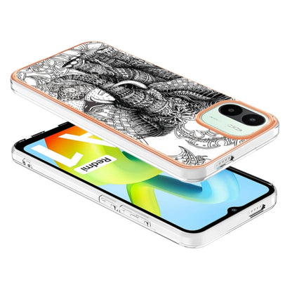 For Xiaomi Redmi A1 Electroplating Marble Dual-side IMD Phone Case(Totem Elephant) - Xiaomi Cases by buy2fix | Online Shopping UK | buy2fix