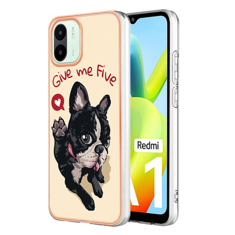 For Xiaomi Redmi A1 Electroplating Marble Dual-side IMD Phone Case(Lucky Dog) - Xiaomi Cases by buy2fix | Online Shopping UK | buy2fix