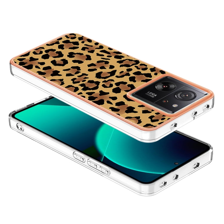 For Xiaomi 13T/13T Pro Electroplating Marble Dual-side IMD Phone Case(Leopard Print) - Xiaomi Cases by buy2fix | Online Shopping UK | buy2fix