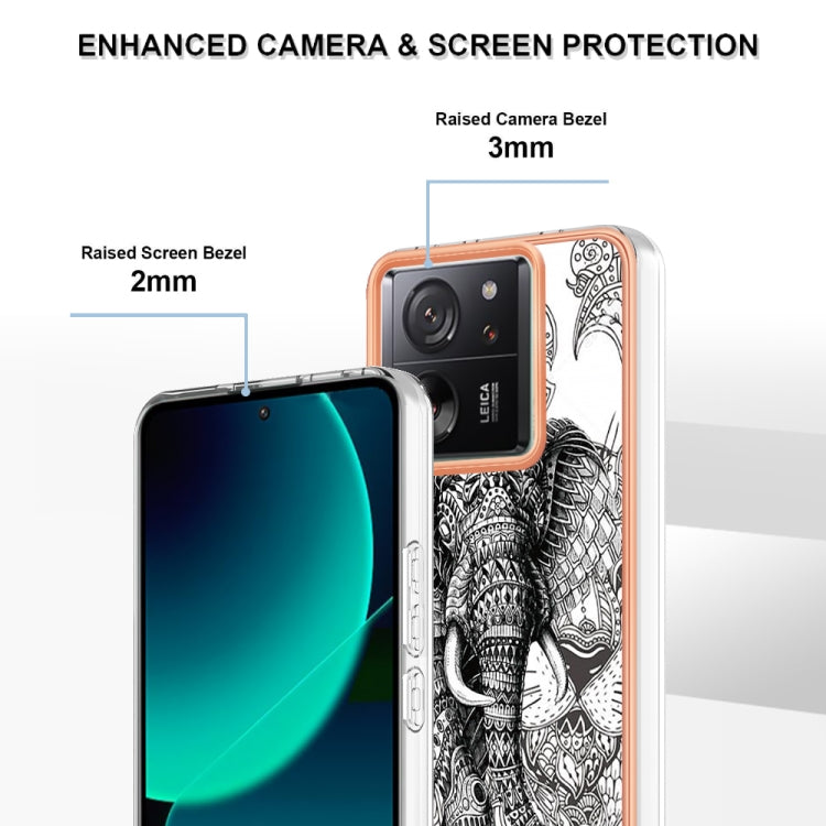 For Xiaomi 13T/13T Pro Electroplating Marble Dual-side IMD Phone Case(Totem Elephant) - Xiaomi Cases by buy2fix | Online Shopping UK | buy2fix