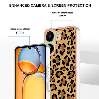 For Xiaomi Redmi 13C 4G Electroplating Marble Dual-side IMD Phone Case(Leopard Print) - 13C Cases by buy2fix | Online Shopping UK | buy2fix