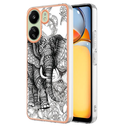 For Xiaomi Redmi 13C 4G Electroplating Marble Dual-side IMD Phone Case(Totem Elephant) - 13C Cases by buy2fix | Online Shopping UK | buy2fix