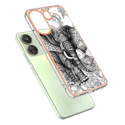 For Xiaomi Redmi 13C 4G Electroplating Marble Dual-side IMD Phone Case(Totem Elephant) - 13C Cases by buy2fix | Online Shopping UK | buy2fix