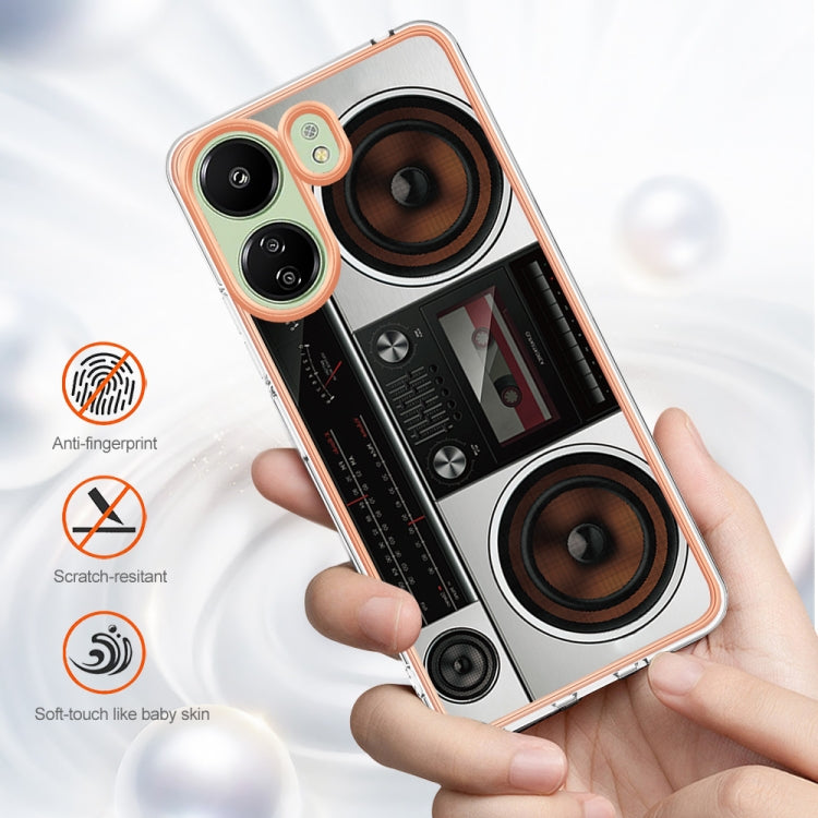 For Xiaomi Redmi 13C 4G Electroplating Marble Dual-side IMD Phone Case(Retro Radio) - 13C Cases by buy2fix | Online Shopping UK | buy2fix