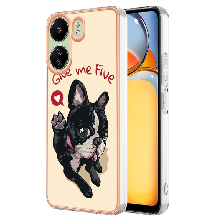 For Xiaomi Redmi 13C 4G Electroplating Marble Dual-side IMD Phone Case(Lucky Dog) - 13C Cases by buy2fix | Online Shopping UK | buy2fix