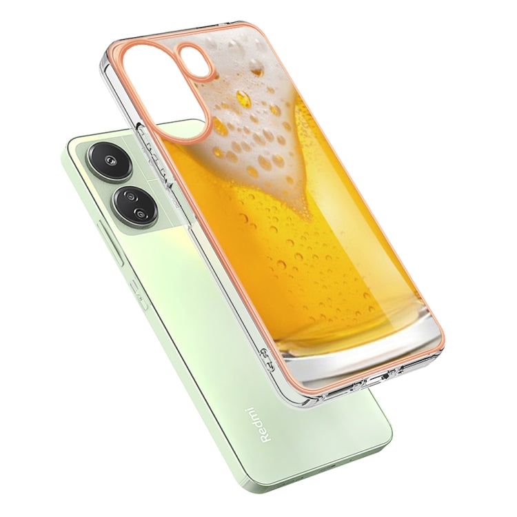 For Xiaomi Redmi 13C 4G Electroplating Marble Dual-side IMD Phone Case(Draft Beer) - 13C Cases by buy2fix | Online Shopping UK | buy2fix