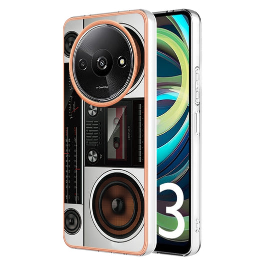 For Xiaomi Redmi A3 Electroplating Marble Dual-side IMD Phone Case(Retro Radio) by buy2fix