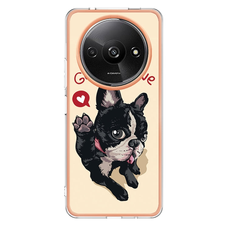 For Xiaomi Redmi A3 Electroplating Marble Dual-side IMD Phone Case(Lucky Dog) - Xiaomi Cases by buy2fix | Online Shopping UK | buy2fix