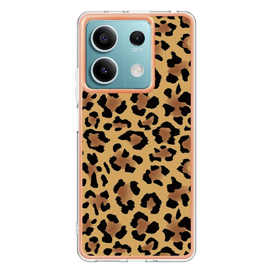 For Xiaomi Redmi Note 13 5G Electroplating Marble Dual-side IMD Phone Case(Leopard Print) by buy2fix