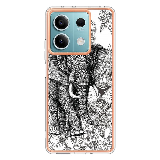 For Xiaomi Redmi Note 13 5G Electroplating Marble Dual-side IMD Phone Case(Totem Elephant) by buy2fix