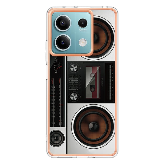 For Xiaomi Redmi Note 13 5G Electroplating Marble Dual-side IMD Phone Case(Retro Radio) by buy2fix