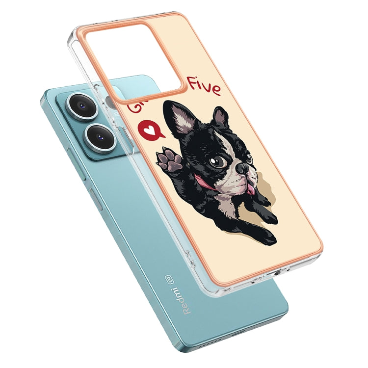 For Xiaomi Redmi Note 13 5G Electroplating Marble Dual-side IMD Phone Case(Lucky Dog) - Note 13 Cases by buy2fix | Online Shopping UK | buy2fix