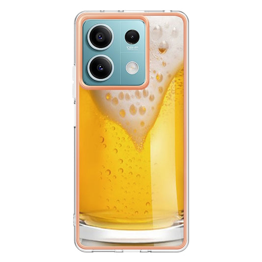 For Xiaomi Redmi Note 13 5G Electroplating Marble Dual-side IMD Phone Case(Draft Beer) by buy2fix