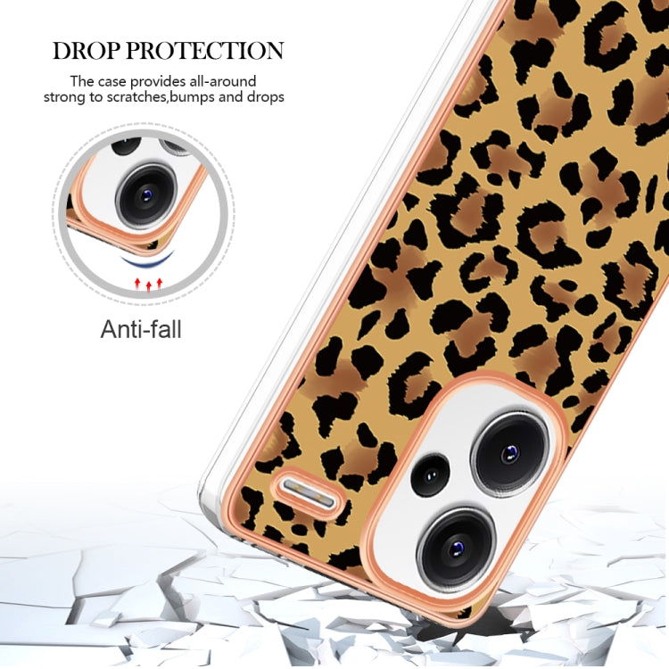 For Xiaomi Redmi Note 13 Pro+ 5G Electroplating Marble Dual-side IMD Phone Case(Leopard Print) - Note 13 Pro+ Cases by buy2fix | Online Shopping UK | buy2fix