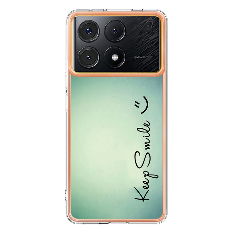 For Xiaomi Poco X6 Pro / Redmi K70E Electroplating Marble Dual-side IMD Phone Case(Smile) - K70E Cases by buy2fix | Online Shopping UK | buy2fix